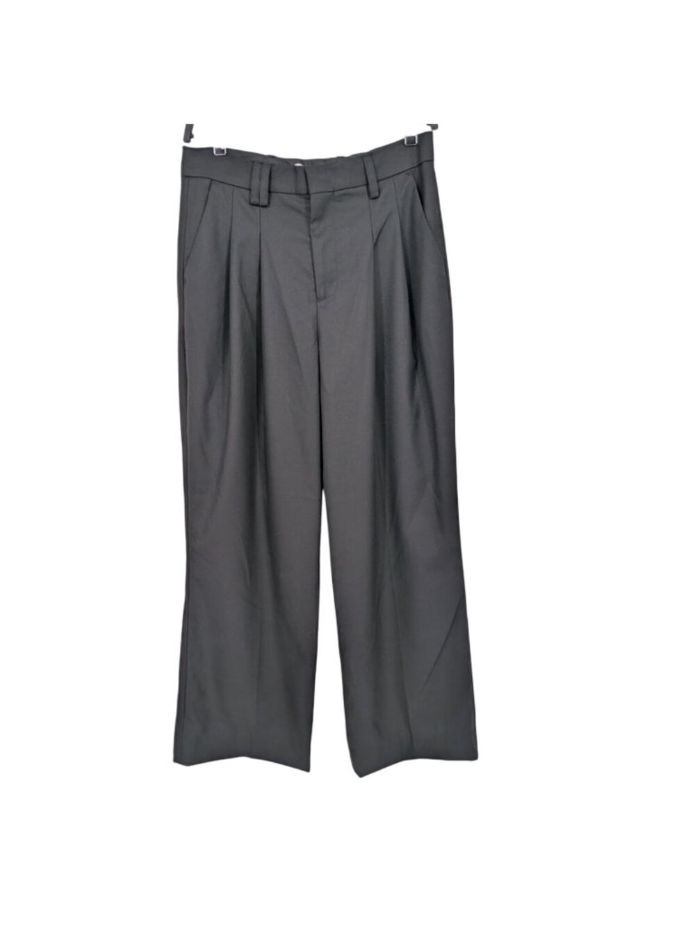I Love Wide Leg Pleated Trouser Plants Crop Minimalist Tailored Relaxed Medium